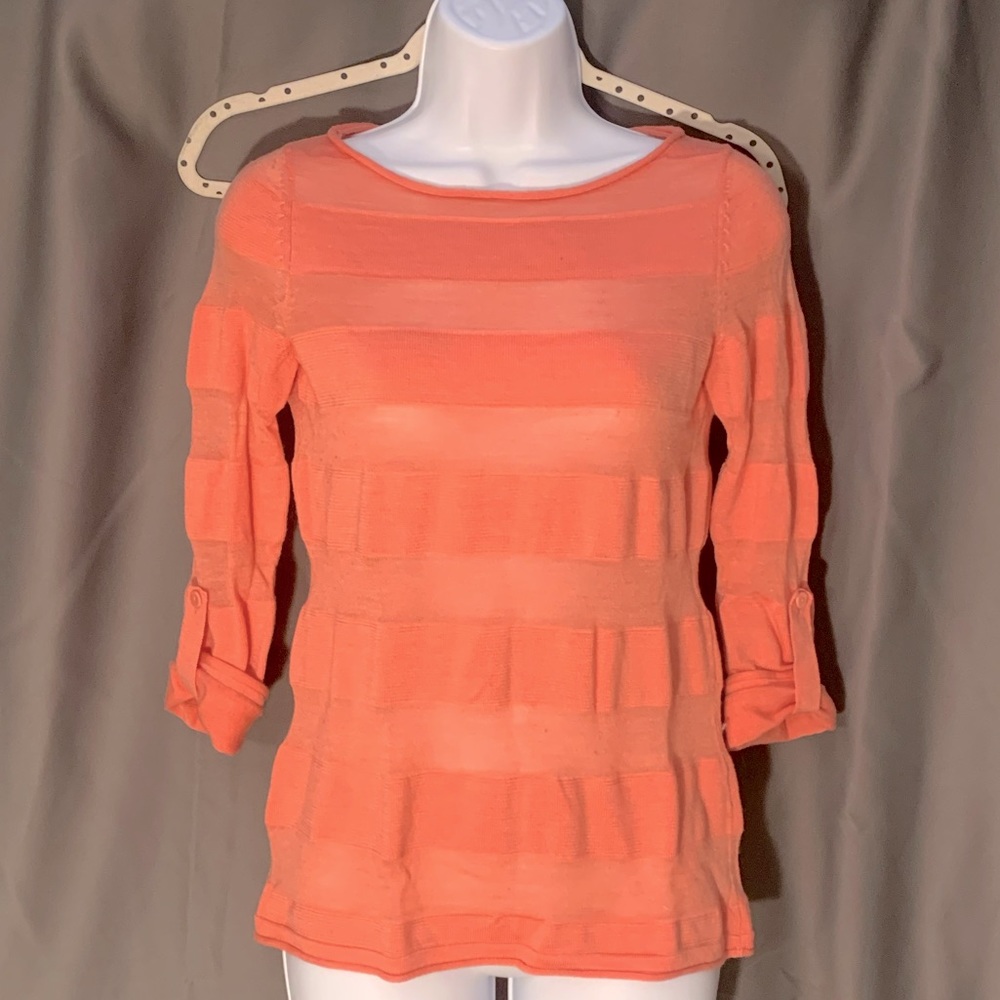 Ann Taylor Loft Petite S Coral 3/4 Sleeve Sweater